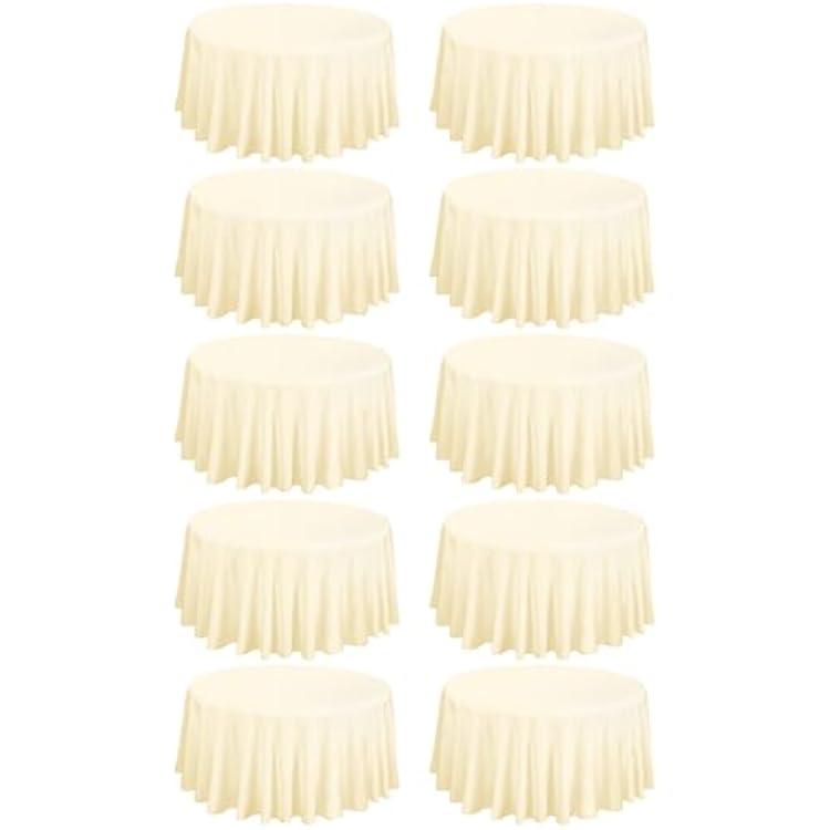 fani 10 Pack 90 Inch Round Tablecloth, Beige Polyester Fabric Table Cloth for Round Table, Stain and Wrinkle Washable Table Cover for Wedding Party Dining Table Buffet Banquet Restaurant and Camping