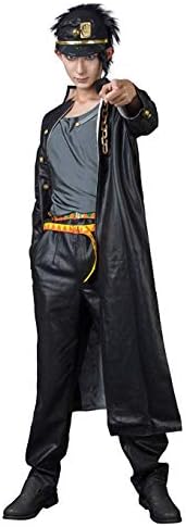 Cosfun Kujo Jotaro Cosplay Leather Costume Suit with Hats mp005615 Medium Multi