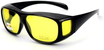 Armear HD Polarized Night Driving Glasses Wrap Around Anti Glare Googles Cover Prescription RX Regular Eyeglasses