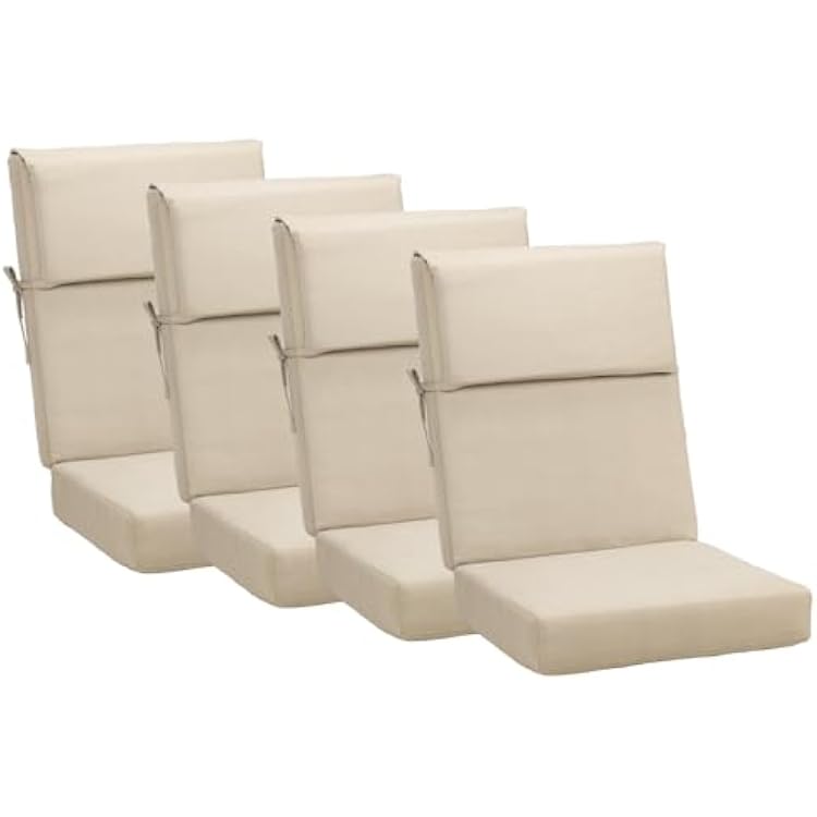 BPS 20 x 20 Inch Outdoor Rocking Chair Cushion Set of 4, Fade-Resistant and Water-Resistant Olefin Fabric Patio Chair Cushions with Removable Cover and Straps for OutdoorIndoor Swivel, Dining Chairs