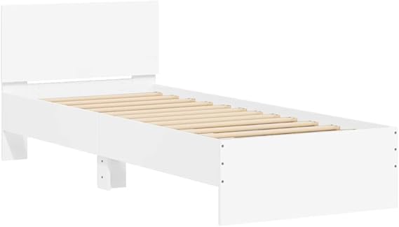 vidaXL Bed Frame without Mattress with Headboard White 75x190 cm Small