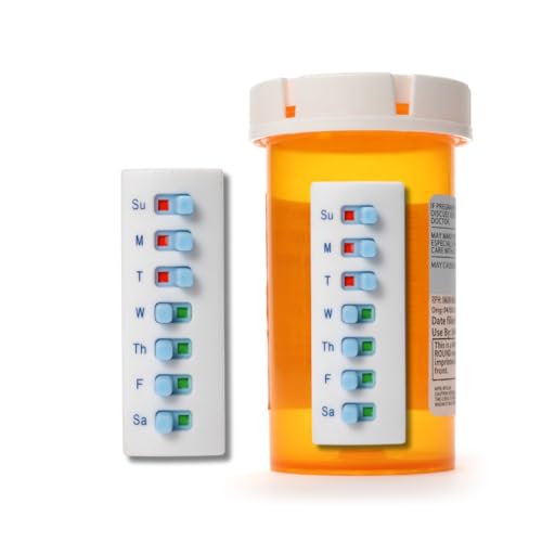 TAKE-N-SLIDE Peel and Stick Reusable for 12  Refills, PillMedicationVitaminPet Med Tracker & Reminder, Attach to Your Bottle, Organizer-Free, CurvedBack White, 2-Pack