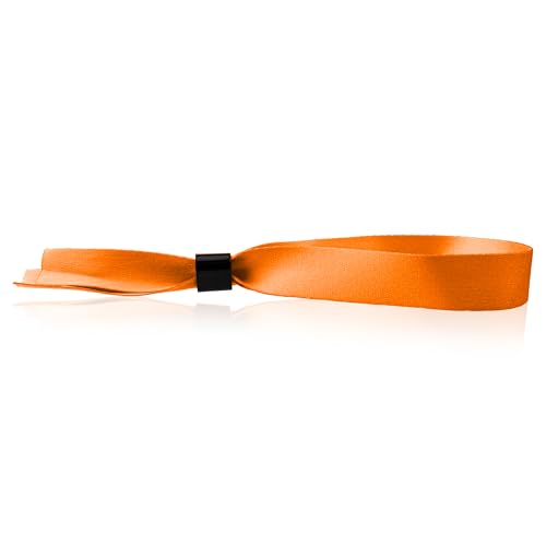100 WristCo Cloth Event Wristbands - Orange Fabric Bracelets Wrist Bands for Concerts Festival Admission Party 13 12 x 12