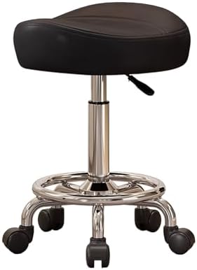Rolling Stool Chair with Wheels - Adjustable Height 48-58 cm, 360 Degree Swivel Swan Chair for Beauty Salon, Tattoo, and Hairstyling Work