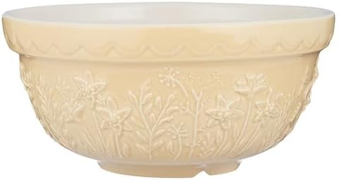 Mason Cash in The Meadow Size 30 Mixing Bowl 21cm | 1.1 Litre Floral Embossed Earthenware Bowl for Baking, Prep & Serving | Dishwasher Safe