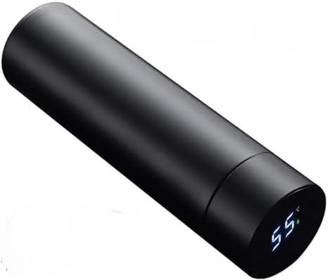 Smart stainless steel water bottle, 500ML at the best price, led temperature reader, double wall, modern, sandy, excellent steel quality (BLACK)