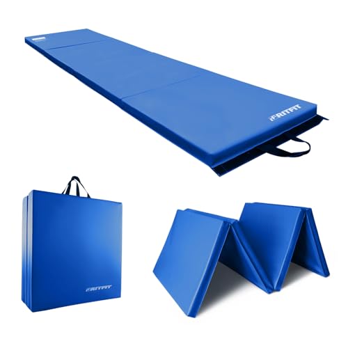 RitFit Upgraded Folding Exercise Mat, 2 Inch Thick Gymnastics Mat 3x6,4x8,4x10,2x8 with Carrying Handles for Yoga, MMA, Stretching, Core Workouts and Home Gym Protective Flooring