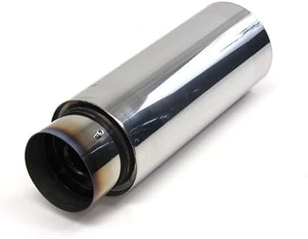 Universal R-spec Racing Exhaust Muffler, 4" Flat Burnt Tip w/silencer to 2.5" Inlet (New)