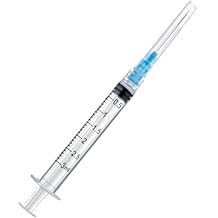 100 Pack Disposable 3ml/cc Lab Syringes with 23Ga 1 Inch Needle Luer Lock, Individually Sealed Packed