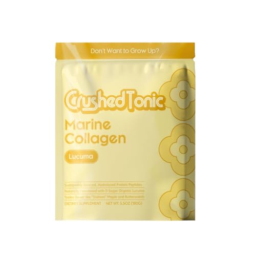 Crushed Tonic Korean Beauty Collagen Powder | Hydrolyzed Marine Collagen Peptides for Skin Glow, Hair & Nails | K-Beauty Drink | Gluten-Free, Halal & Kosher Lucuma, 30 Servings 150 g, Pouch