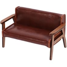 Vaguelly Miniature Sofa Chair 1 12 Scale Dollhouse Furniture Tiny Leather Couch for Decorative Miniature Scene Desktop Display