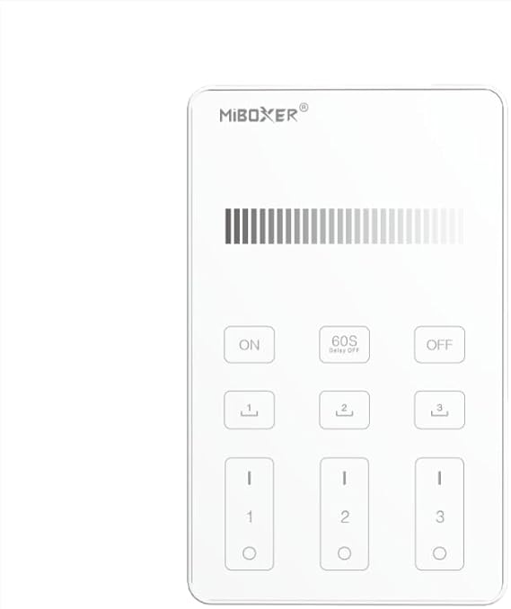 MiBOXER U1 3-Zone Brightness Touch Panel Remote, Wireless 2.4GHz LED Wall Dimmer, Single Color LED Dimming Control, Battery Operated