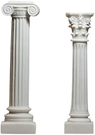 Set 2 Greek Columns Ionic & Corinthian Style Pillar Pedestal Decor Sculpture