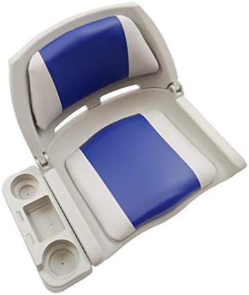 Lightweight Folding Boat Seat with Cup Holder - Grey/Blue Style