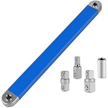 Yetaha Offset Extension Wrench, Pro Zero Degree Ratchet Extension Wrench Set with Versatile 1/4", 3/8", 1/2" Square Drive Adapters, Ideal Universal Ratchet Extensions for Tight Spaces (Blue)
