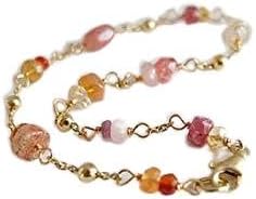 AAA++ Rare Quality Dainty, feminine handwrapped,rosary style bracelet,Pink and Orange Gemstone Jewelry, danty gemstone Gold filled bracelet, multi gemstone 3 to 6 mm Code- WAR96