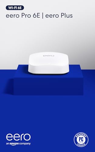 Amazon eero Pro 6E mesh wifi router with eero Plus annual subscription (auto-renews) - Coverage up to 2,000 sq. ft., Connect 100+ devices, 1-pack