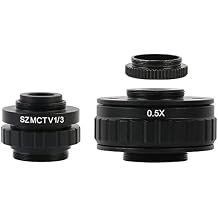 Microscope Accessories Kit SZM CTV 1/2 1/3 1X 0.3X 0.5X Adapter C Mount Lens + C CS Simul Focal Ring Trinocular Stereo Microscope H_DMI VGA USB Video Camera Microscope Slides(1-3 and 0.5X)