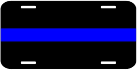 Thin Blue Line Metal License Plate - Reflective