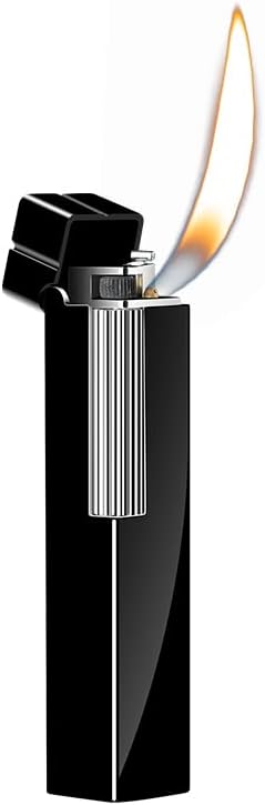 Mini Soft Flame Lighters Refillable Butane Jet Torch Flame Lighter with Flame Adjustable Dial Portable Windproof Lighter Great Gift for Men for Outdoors No Gas (Black)