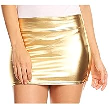 Sakkas Kaie Women's Shiny Metallic Liquid Wet Look Mini Skirt