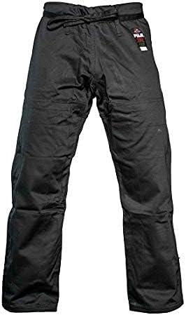 FUJI Sports Brazilian Jiu-Jitsu Gi Pants Adult BJJ Pants, Flat Drawstring, Reinforced Cotton, for Training & Competition, Black, Size, A0