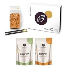 DIY Gourmet Boba Kit - 2 Premium Organic Teas | Jasmine Green Tea & Assam Black Tea | 16 oz Boba | 1 Stainless Steel Straw | Teaspoon | Make The Perfect Bubble Tea Drink At Home!