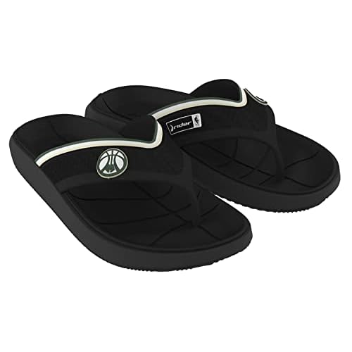 Rider Block NBA Athletic Flip-Flops for Men, Milwaukee Bucks, 10