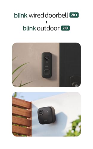 Blink Wired Doorbell 2K+ (all-new) and Outdoor 2K+ (newest model) 2K video, enhanced audio. Sync Module Core included (Black)