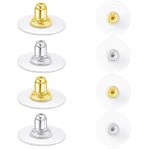 Impalsory 8PCS 18K Gold Plated Locking Earring Backs, 925 Sterling Silver Hypoallergenic for Heavy Droopy Earrings, Replacement for Women & Men
