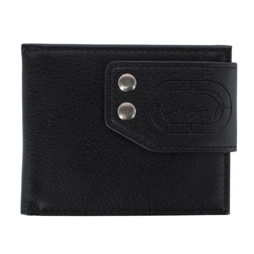 Ecko Mens Bifold Wallet with Double Snap Closure, Black
