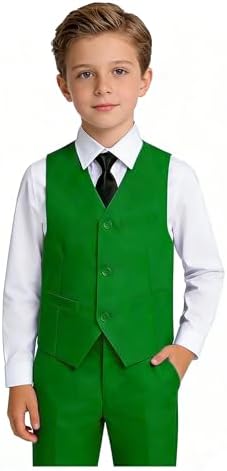 YuanLu Toddler Boys Formal Suits Set,Vest Pants Dress Shirt and Tie for Kids Boy Wedding Ring Bearer Oufit