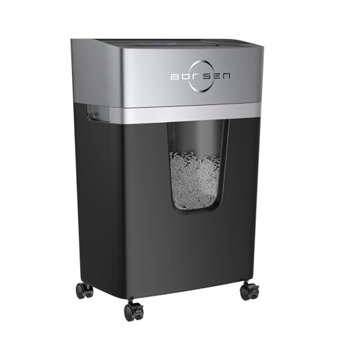 BONSEN Home Office 12-Sheet Shredder Micro-Cut with 5.3 Gal Bin, 40-Minute P-4 Security Level Paper Shredder for Plastic Credit Card, Staples, with Transparent Window & Anti-Jamming System
