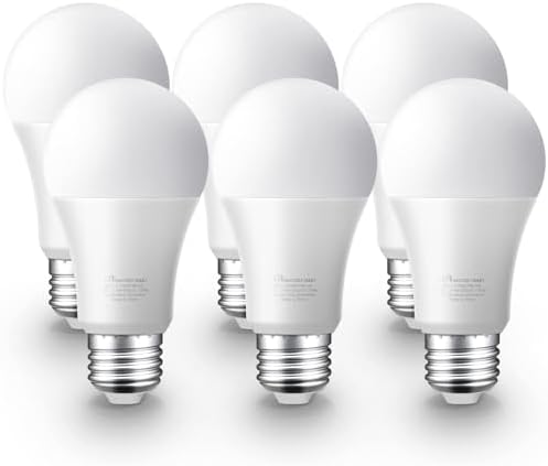 MASTERY MART Led Light Bulbs 10 Watt [60 Watt Equivalent], A19 - E26 Dimmable, 2700K Soft White, 800 Lumens, Medium Screw Base, Energy Star, UL Listed Pack of 6