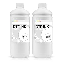DTF Ink 1000ML White Ink Premium Water Base Digital Inkjet Ink Refill for Direct to Film Printers with Printhead L1800 L805 R1390 4720 I3200 XP600 DX7 DX5 5113-2 Pack