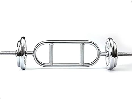 Chrome Tricep Weight Bar Curl Dumbbells Anti-Slip Hand Grip Barbell Bar 34" for Training Fitness Exercise Weight