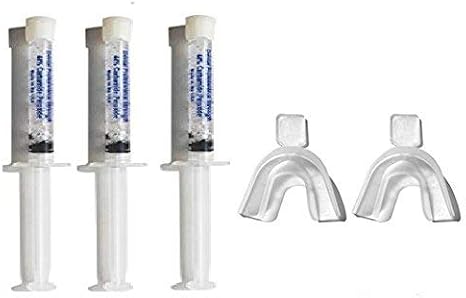 Teeth Bleaching Whitening at Home Kit 44% Carbamide Peroxide 3 Gel Syringes (10cc) and 2 Silicone Mouth Trays