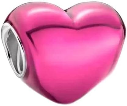 Lkwrideiny Pink Heart Charm 925 Sterling Silver Pendant,Jewelry Beads Gifts for Women Bracelet&Necklace
