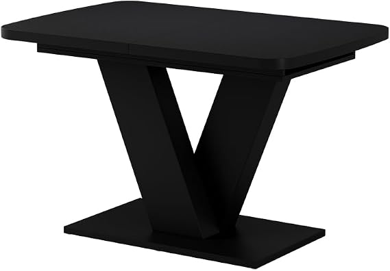 Vicco Fenaro Dining Table Black 120 x 80 cm Extendible with Synchronous Extension for Variable Table Length