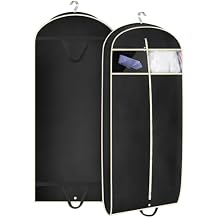 MISSLO 43" Gusseted Travel Garment Bag with Accessories Zipper Pocket Breathable Suit Garment Cover for Shirts Dresses Coats, Black