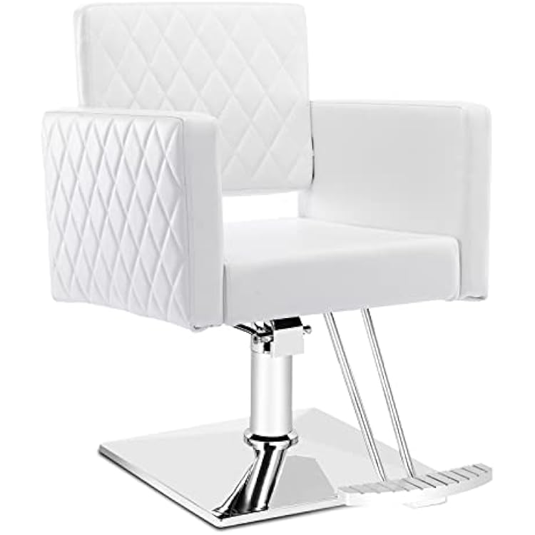 Paddie Salon Chair for Hair Stylist, Height Adjustable Hydraulic Chair Barber Chairs All Purpose Beauty Spa Salon Equipment, Max Load Weight 330 Lbs White-New