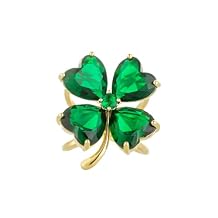 Kokoma Green Crystal Four Leaf Clover Scarf Ring Brooch for Women, Cubic Zirconia Floral Silk Scarf Clip Scarves Ring Buckle Shawl Brooch Accessory Jewelry for St. Patrick's Day