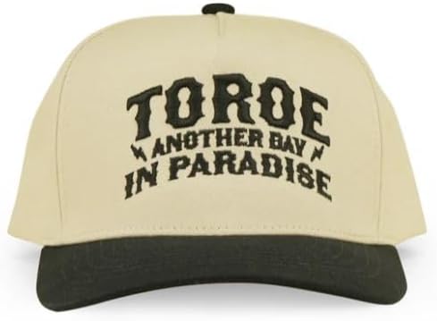 TOROE Eyewear Another Day in Paradise Snapback Hat Cream & Black Adjustable Flat Brim Baseball Cap