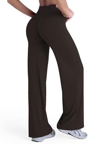 Sunzel Women's Butt Lifting Wide Leg Yoga Pants High Waist Tummy Control No Front Seam Straight Leg Workout Gym Bottoms