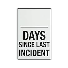 Day Since Last Incident Sign 12 X 8 Inches Reflective Aluminum Metal Warning Signage With Symbol For Indoor Outdoor Use