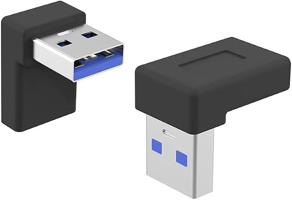 Right Angle USB A Male to USB C Female Adapter,90 Degree USB3.0 to Type C Cable Connector Support unidirectional Sides 5Gbps & Data Transfer, for Laptops,Phone, 2-Pack