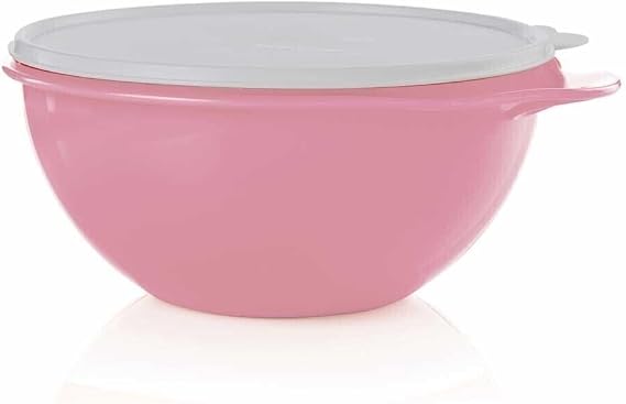 Tupperware Thatsa Bowl 32 Cups 7.8L Vintage Mixing Bowl White and Pink