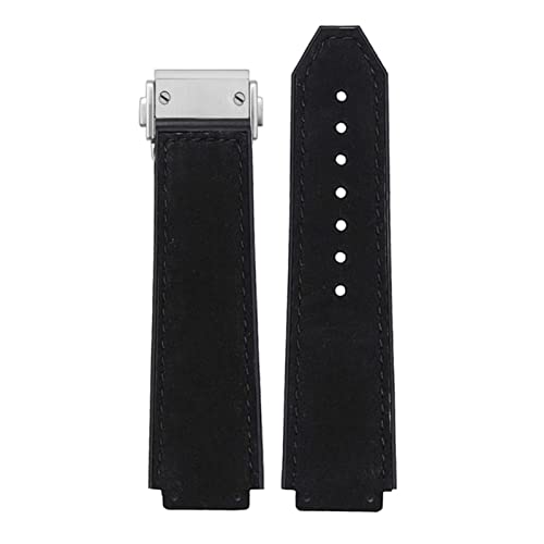 25  19mm Real Cow Leather Rubber Watchband For HUBLOT Classic Fusion Universe Big Bang Series Men Belt Watch Band Butterfly Buckl