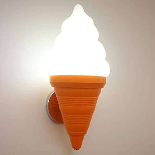 LAKIQ Ice Cream Wall Sconce Lighting Creative Plastic Restaurant LED Wall Mounted Light Fixture Indoor Wall Lighting Lovely Wall Lamp for Bedroom Kids Room Living Room Kitchen Orange, White Light