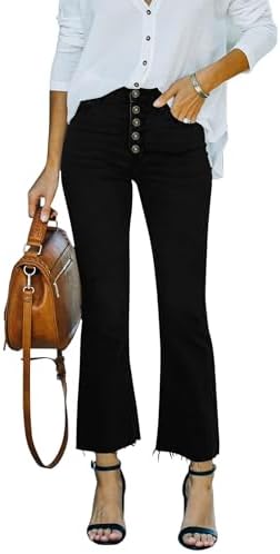 Womens High Waisted Crop Flare Jeans for Women Cropped Bell Bottom Jeans for Women Denim Pants with Live Hem